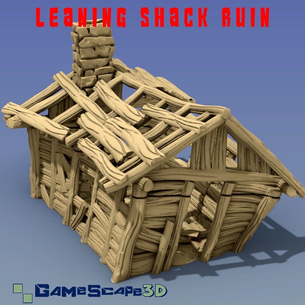 Leaning Shack Ruin - Crooked House Terrain - Broken Hut - Timber Wreckage