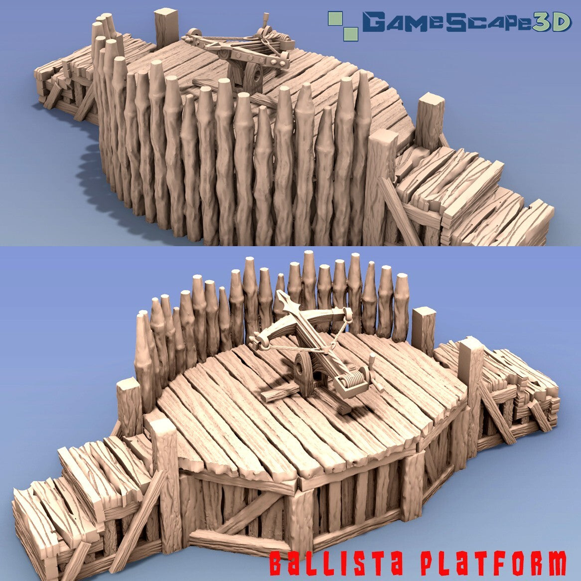 Ballista Platform with Palisade - Long Range Warfare - Wood Structure - Archery