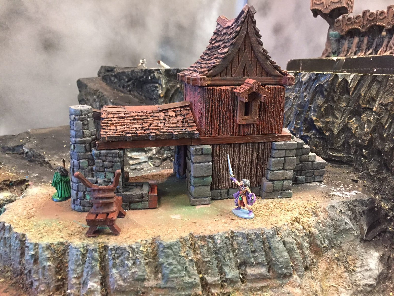 Blacksmith Workshop Terrain - Large Wood with Stone Trim Building - Metal Shop