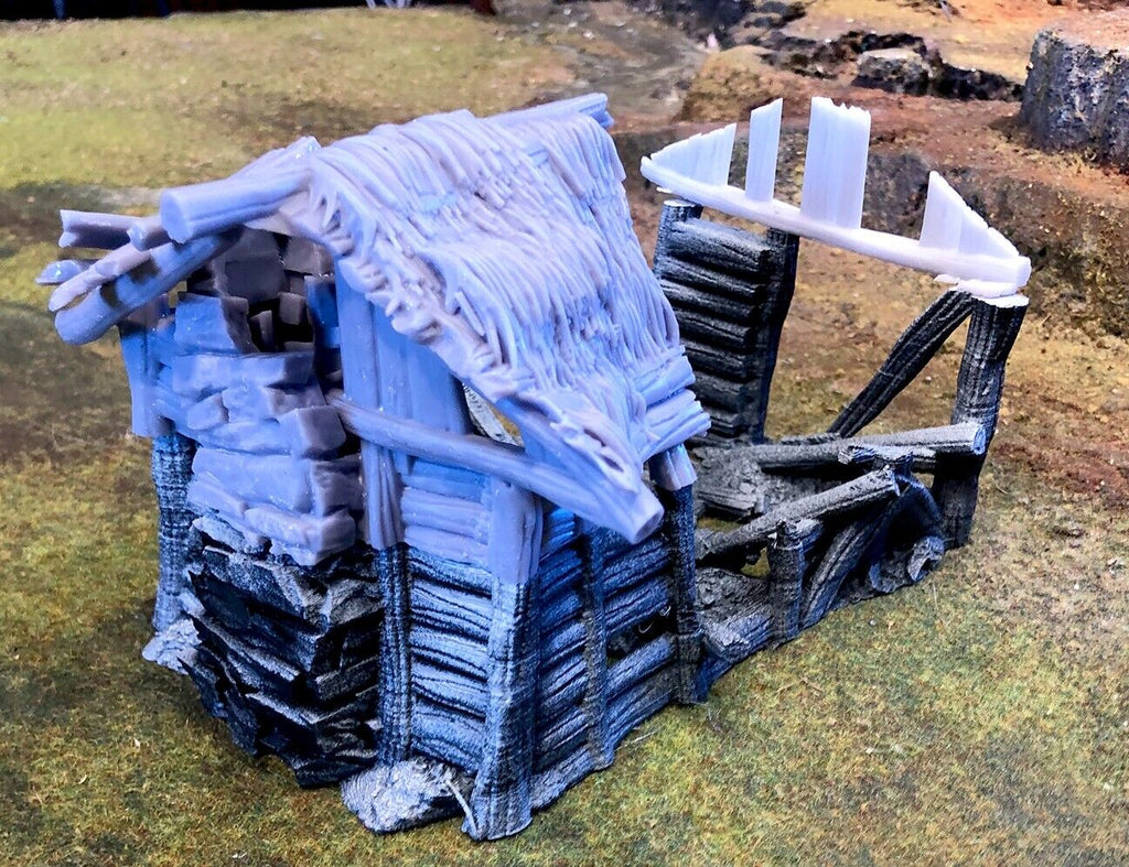 Wood Shack Ruin 1 - Ruined Hut - Destroyed Building -Damaged Home -Wreck Terrain