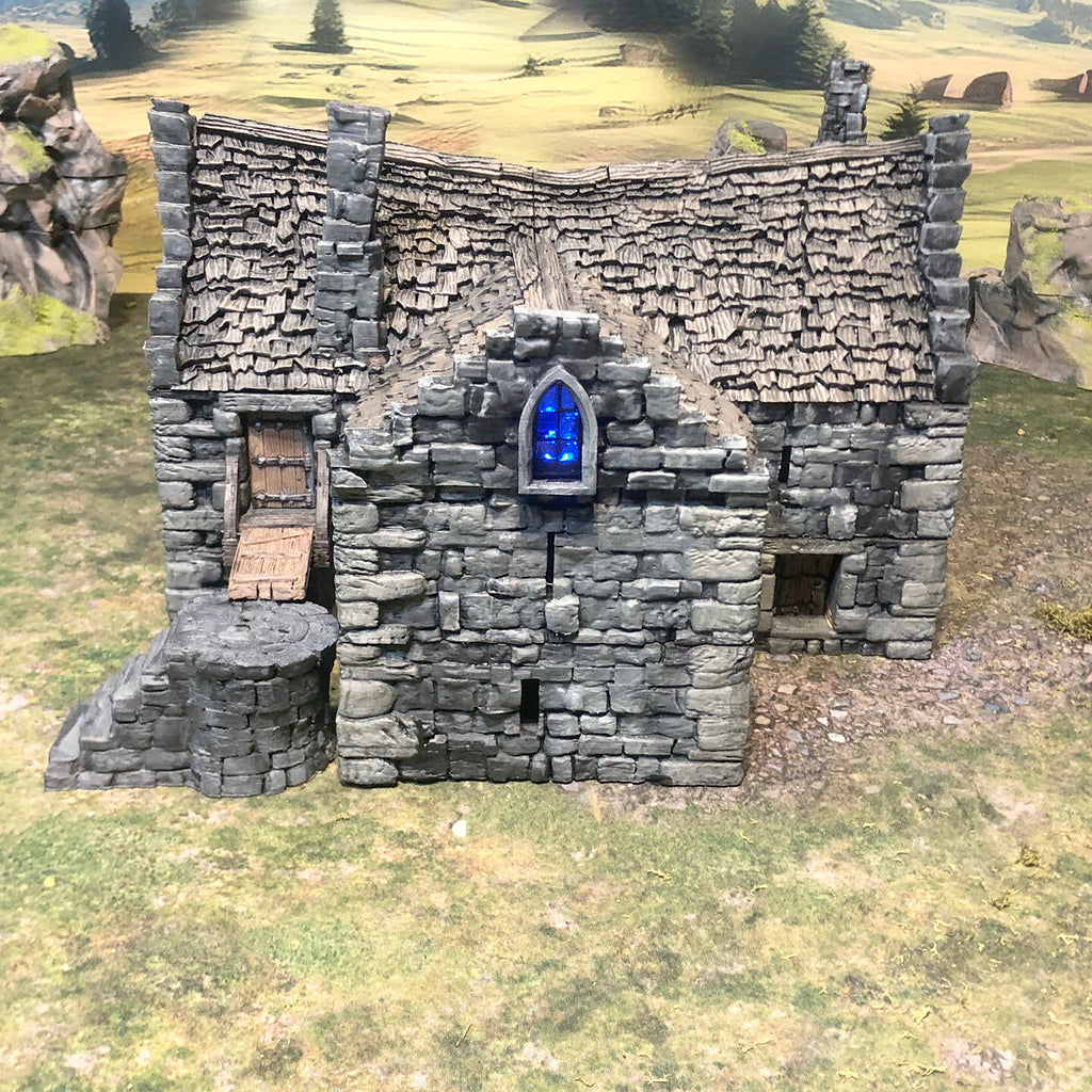 Manor Houses, Guard Tower, and Barn - Medieval Hamlet Terrain - Fantasy Village