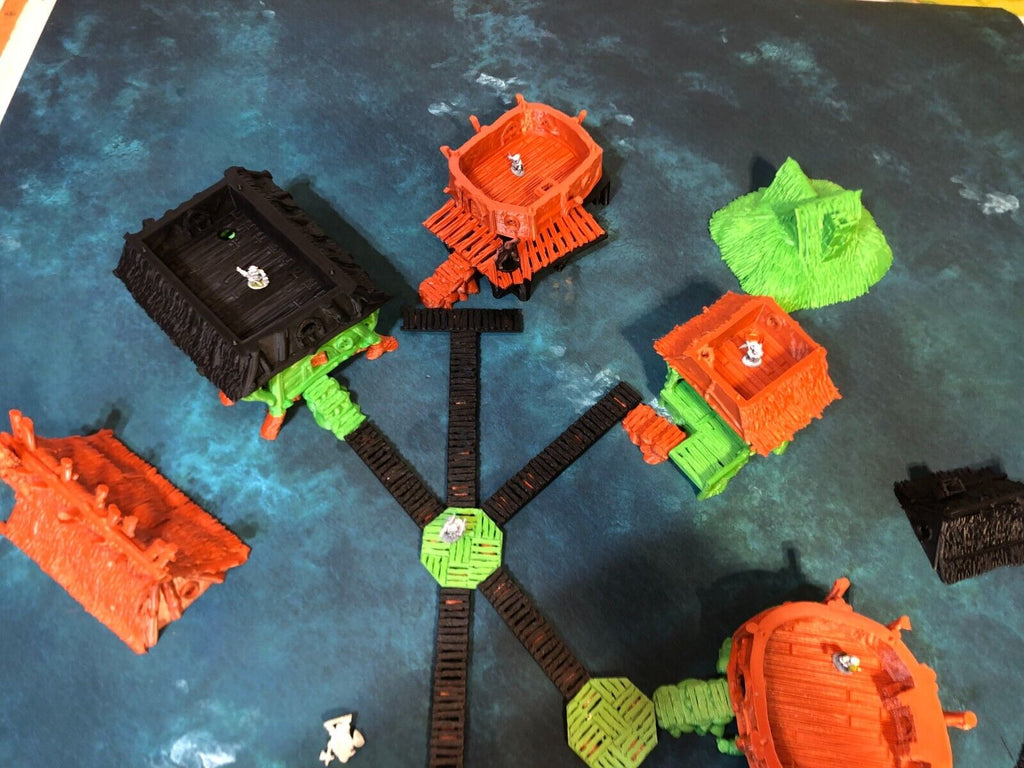 Halfling Swamp Village with Wood Plank Walkway - Thatch Huts Hamlet -