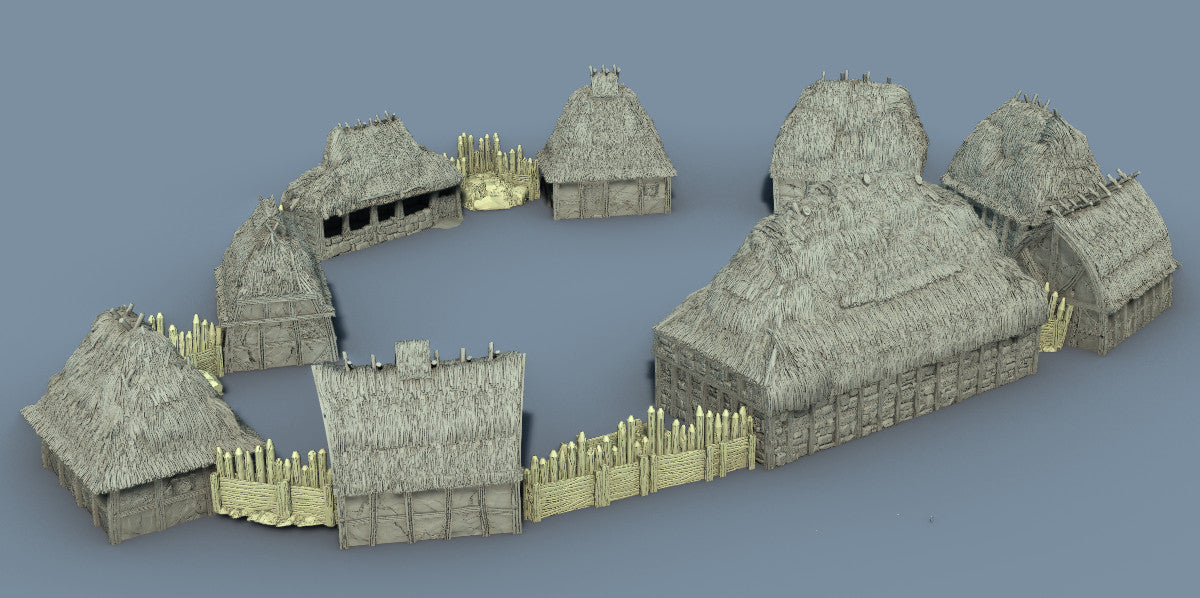 Rural Peasant Village - Dark Age Grass Huts - Country Hamlet Tabletop Terrain