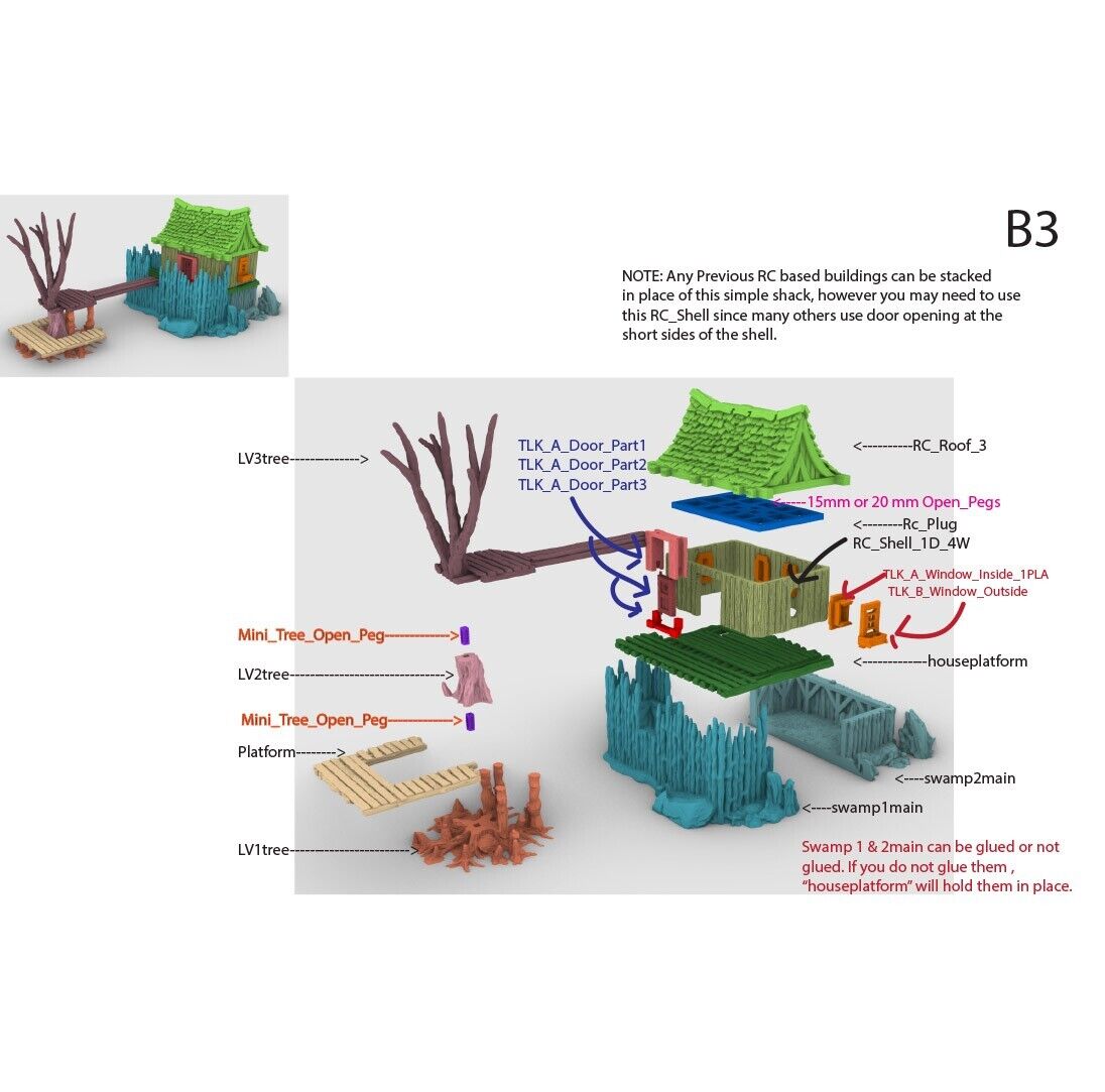 Swamp Outpost - Wooden Structure - River Hut - Boat Dock - House Terrain