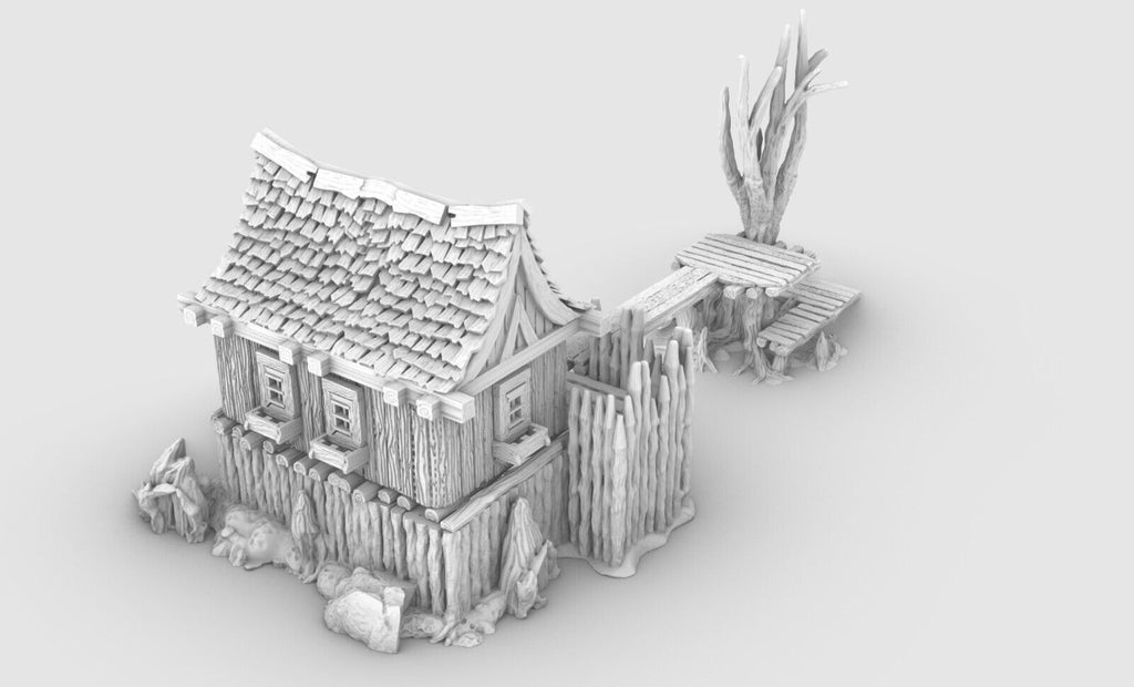 Swamp Outpost - Wooden Structure - River Hut - Boat Dock - House Terrain