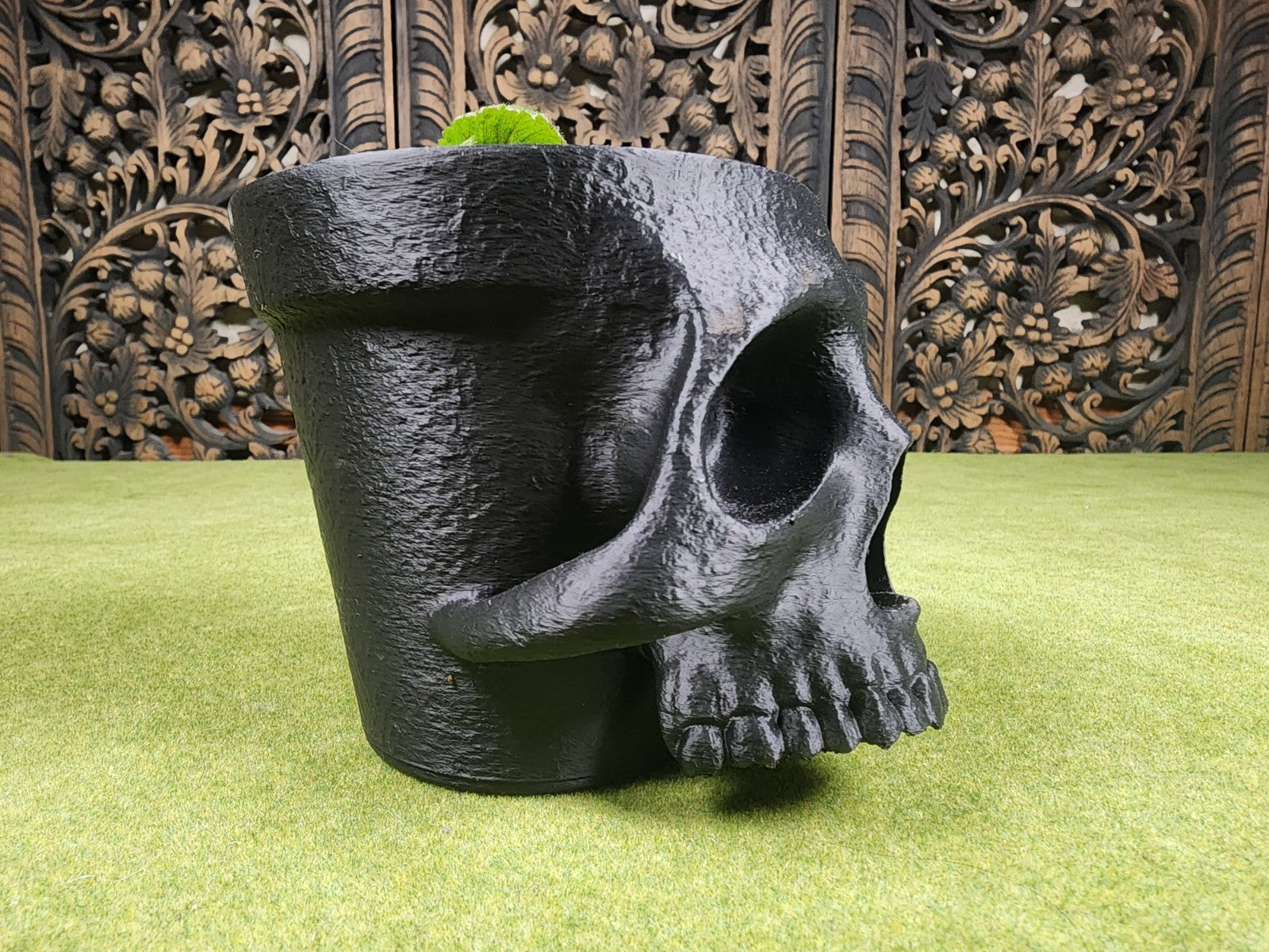 Terracotta Skull Planter Pot - Ornamental Indoor Flower Pot (unpainted)
