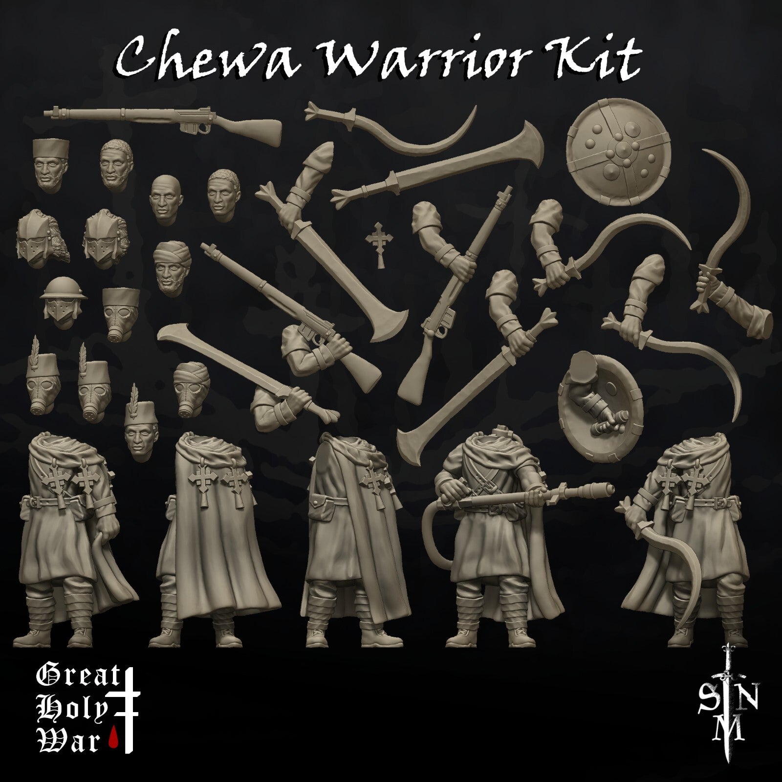 Chewa Warrior Kit - DIY Trench Crusade Infantry Kit - Foot Soldiers
