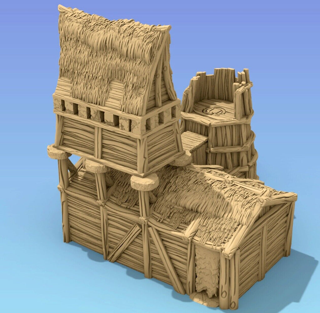 Miner Barracks - Thatch Roof Timber Frame Worker Resting House- Dwarven Domicile