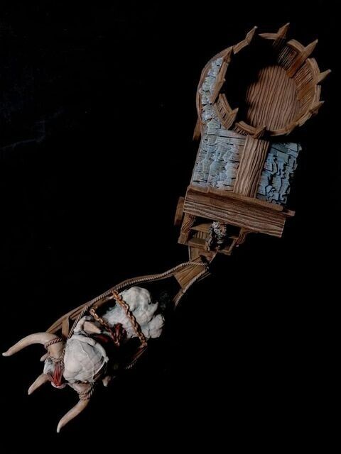 Merchant Wagon and Dire OX - Cart and Horned Bull - Animal Hitch - Taurus