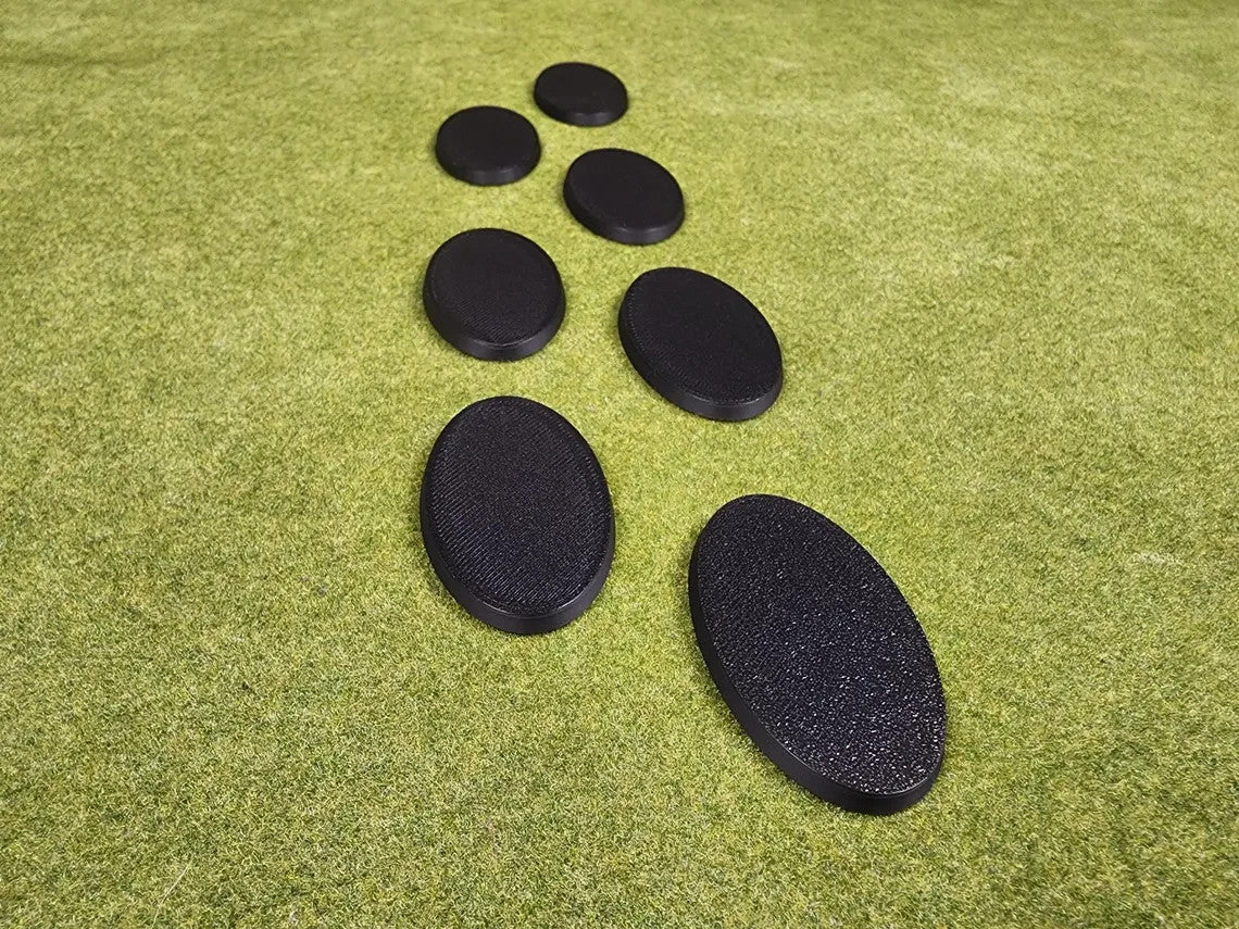 60x35mm Oval Bases - Plain Black Beveled Bases - Wargaming Old School Bases