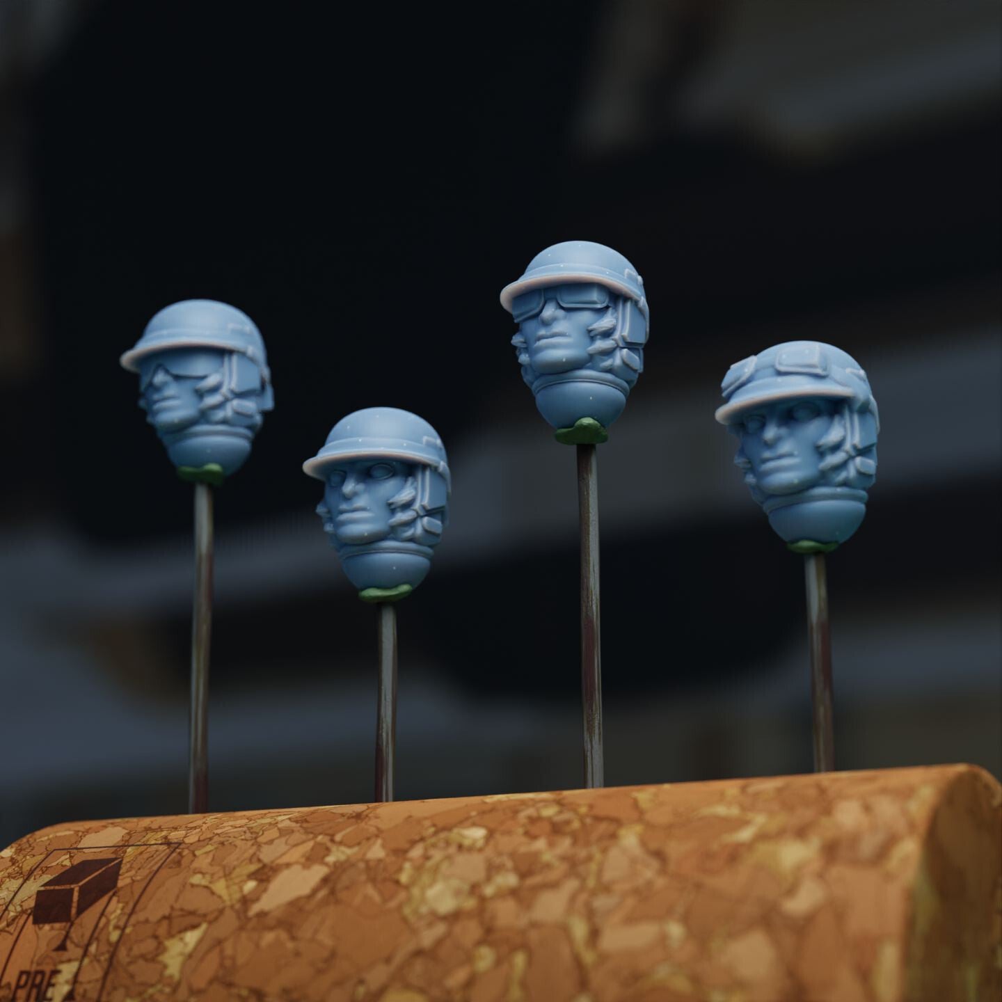 Female bikers - Human or dwarf head bits with helmets - Bits pack
