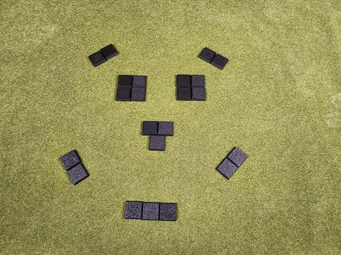 20mm Square Bases - Plain Beveled Bases - Wargaming Old School Bases