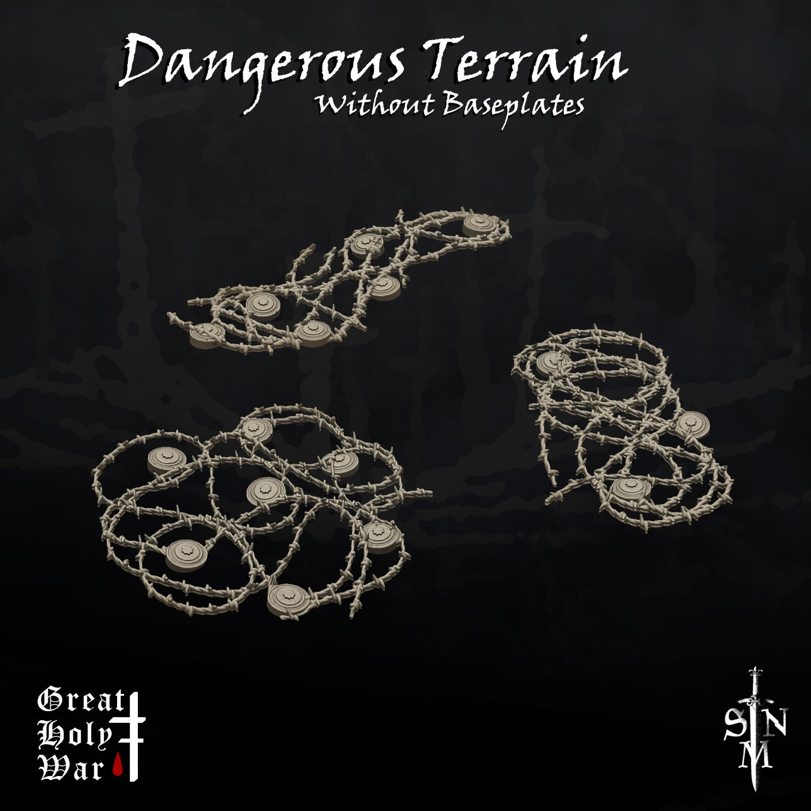 Crusade - Dangerous Terrain -  Minefield Scatter Terrain With Barbed Wire