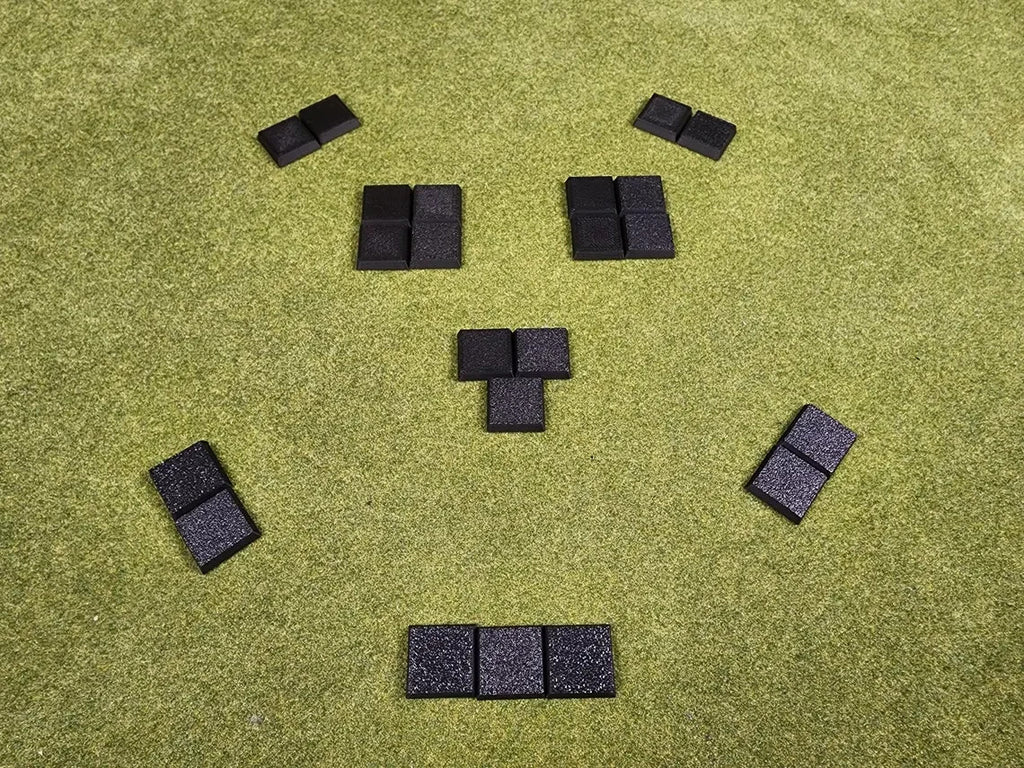 20mm Square Bases - Plain Beveled Bases - Wargaming Old School Bases