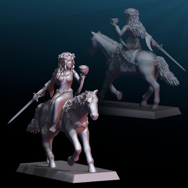 Chalice Maiden - Lady of the Grail - Princess with Sword on Horse