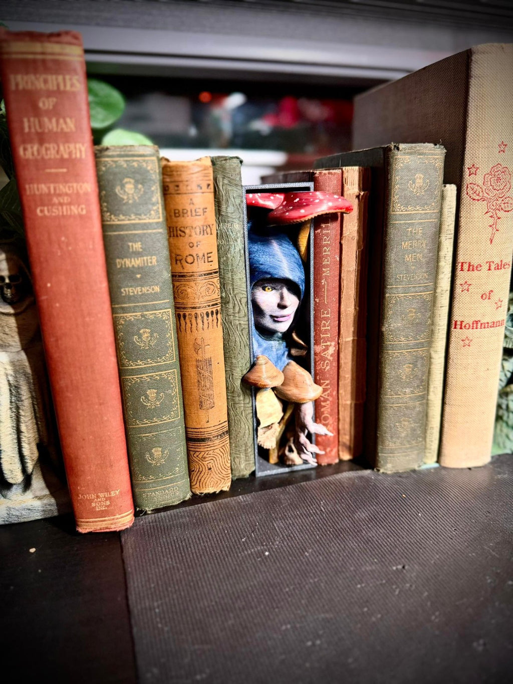 Mushroom Witch Book Nook - Fantasy- Halloween Decor (unpainted)