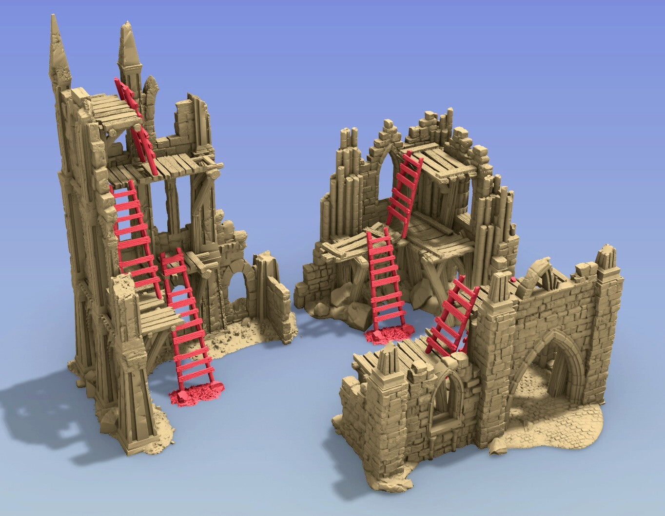 Cathedral Façade Ruins & Ladders Terrain Building