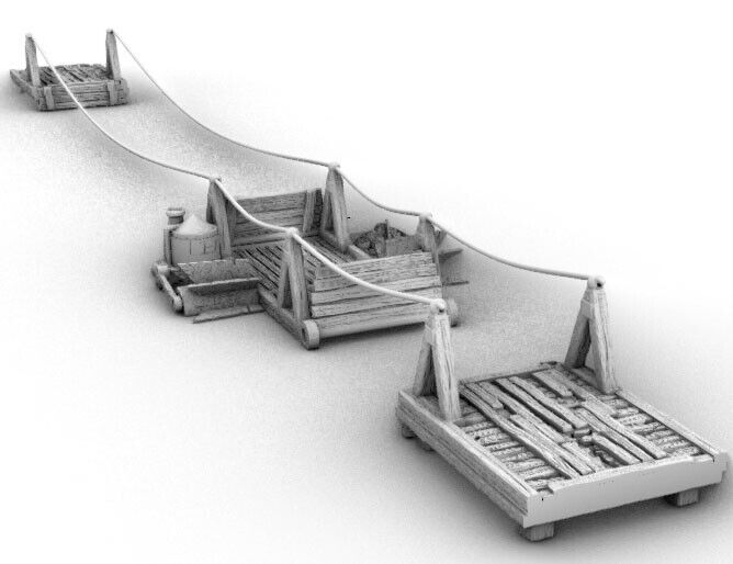 Darkage River Steam Ferry - Wooden Barge -Passage Boat -Tethered Crossing Device