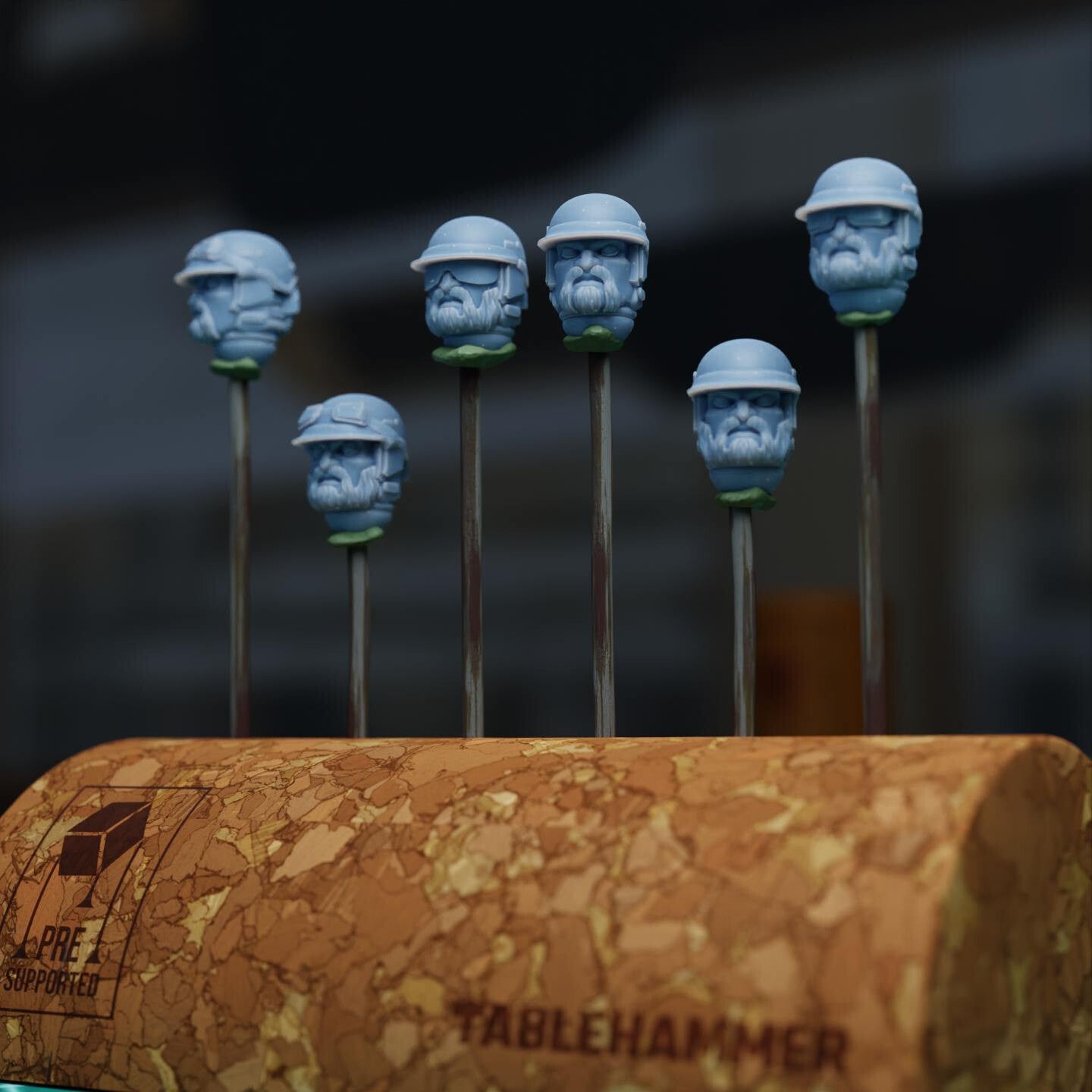 Human or dwarf biker heads with helmets - Bits pack