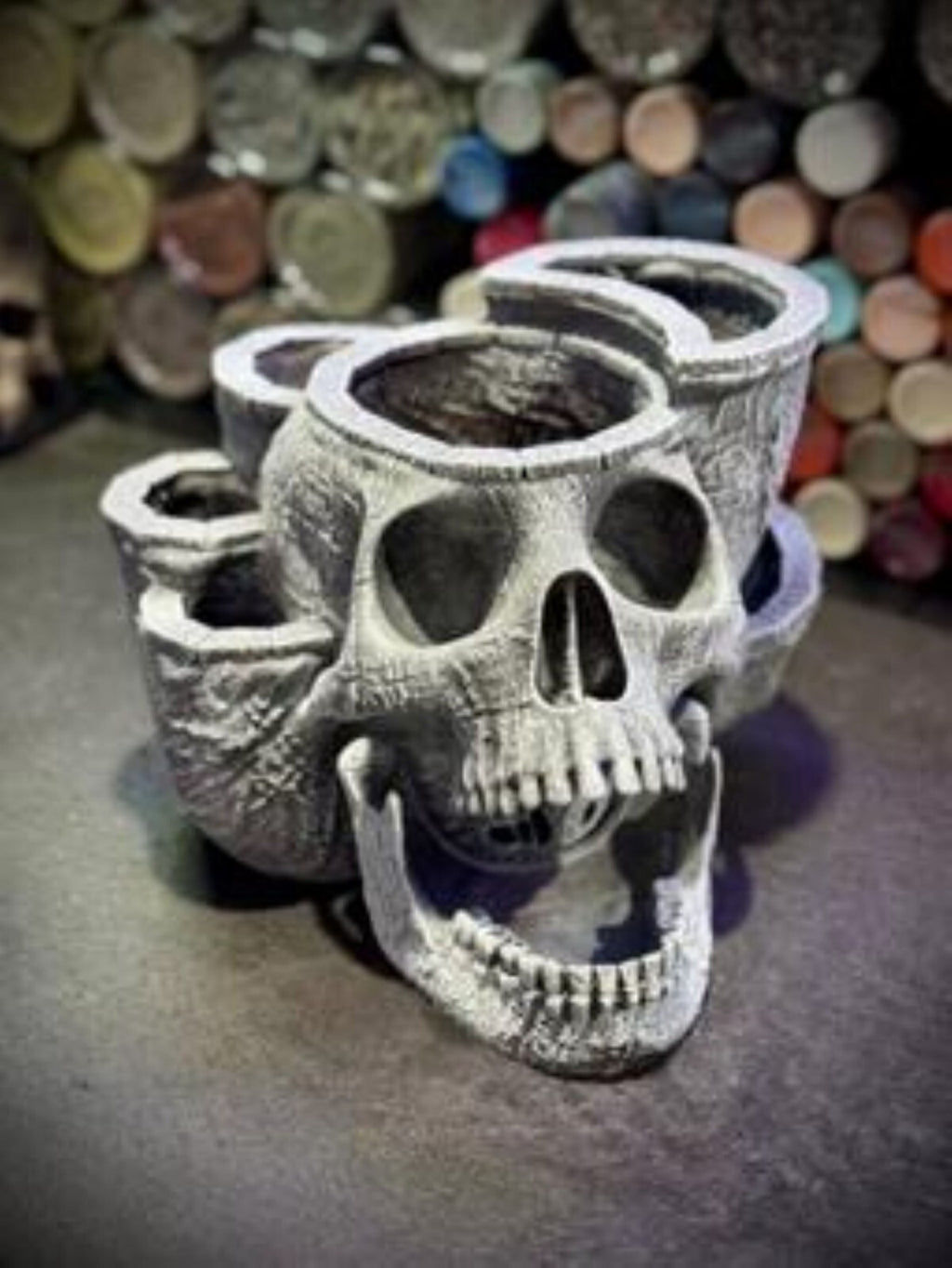 Skull Garden Planter with Drip Tray - Gothic Foliage Containter  - Floral Oddity