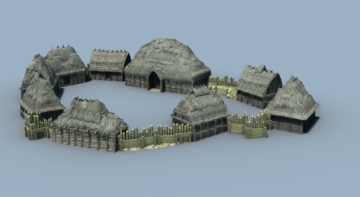Rural Peasant Village - Dark Age Grass Huts - Country Hamlet Tabletop Terrain
