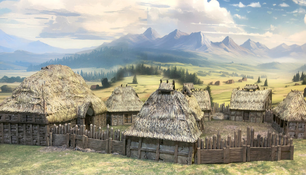 Rural Peasant Village - Dark Age Grass Huts - Country Hamlet Tabletop Terrain