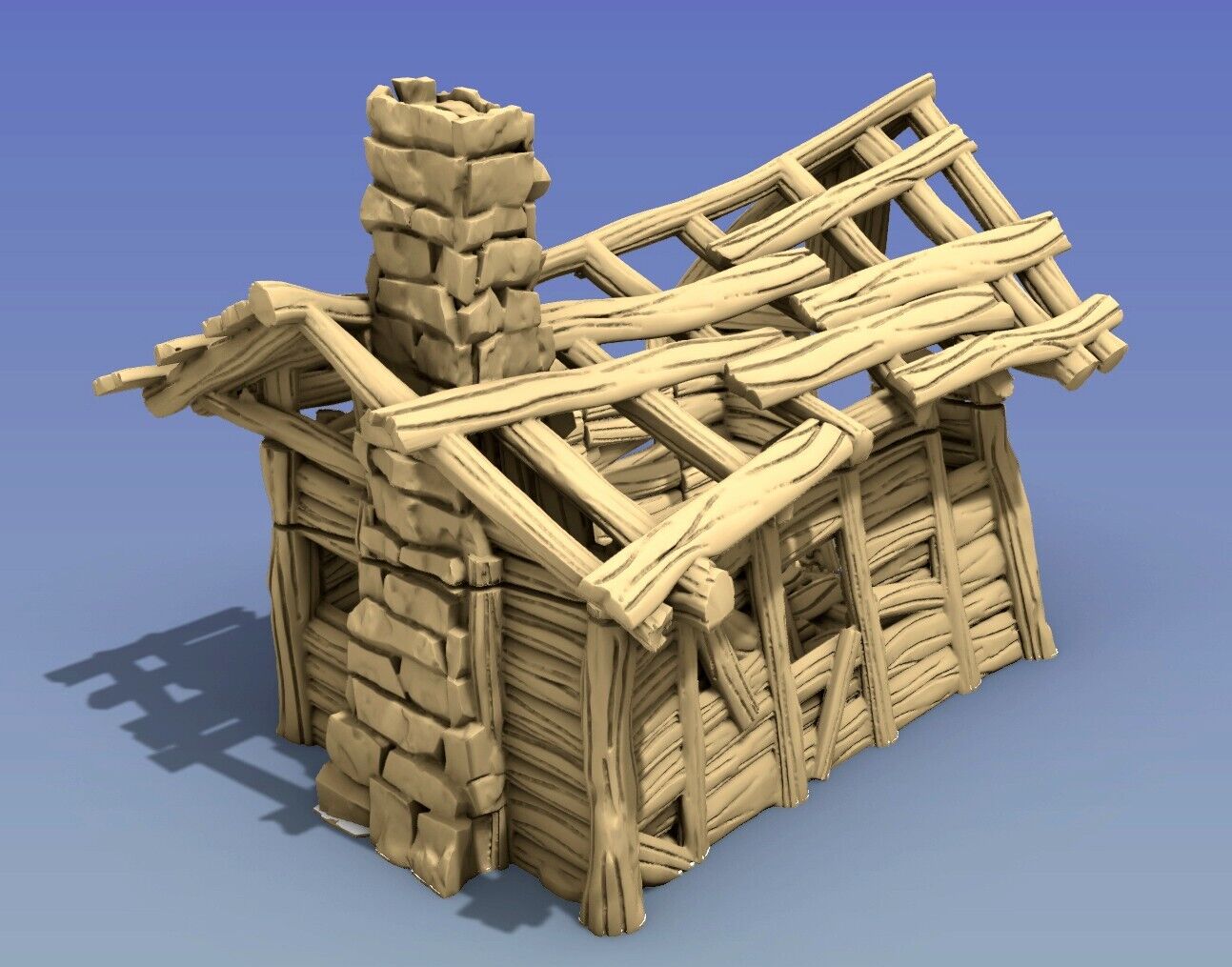 Leaning Shack Ruin - Crooked House Terrain - Broken Hut - Timber Wreckage
