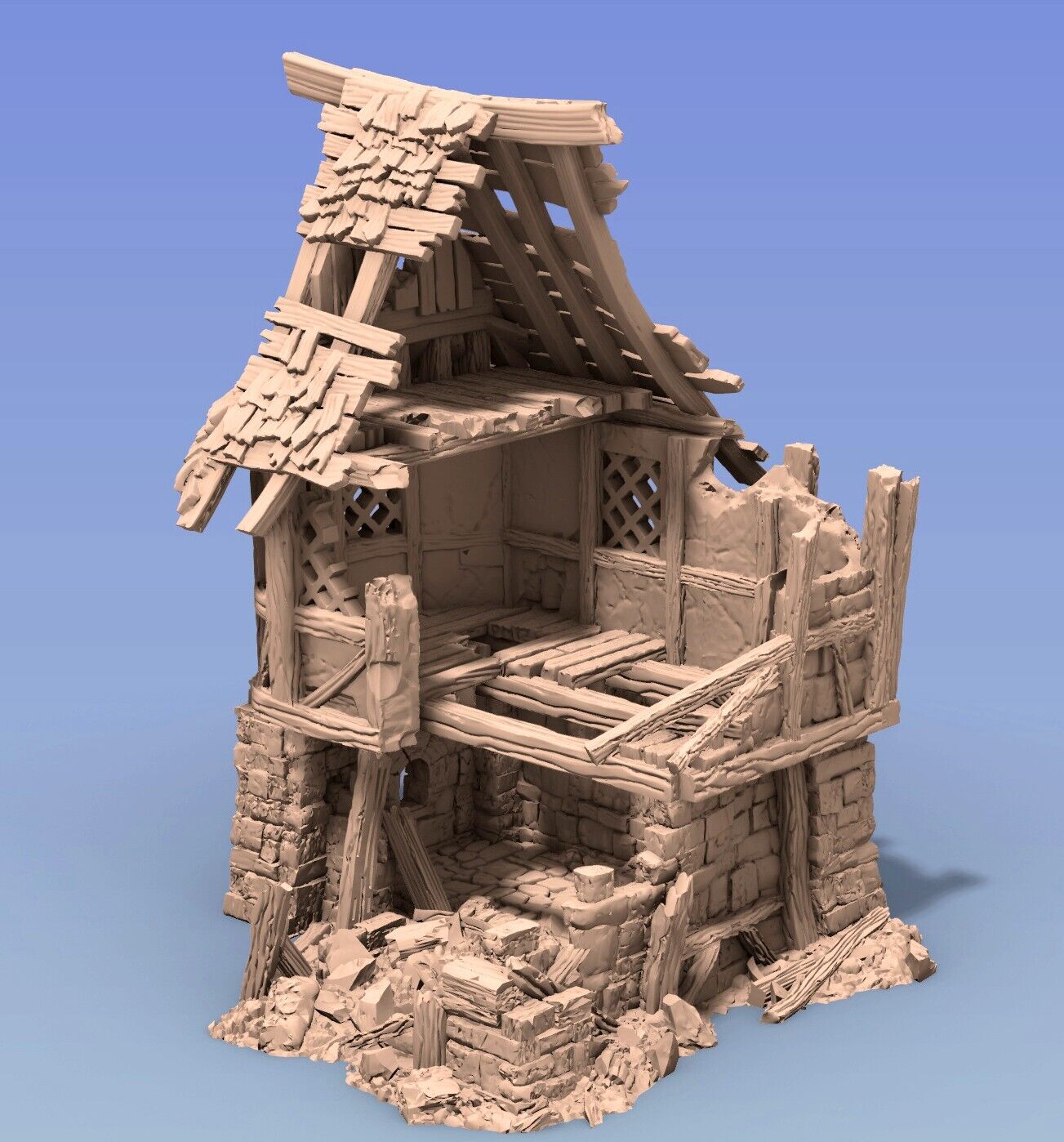 Timber Frame Ruin #2 (2 roof variations) Terrain Building