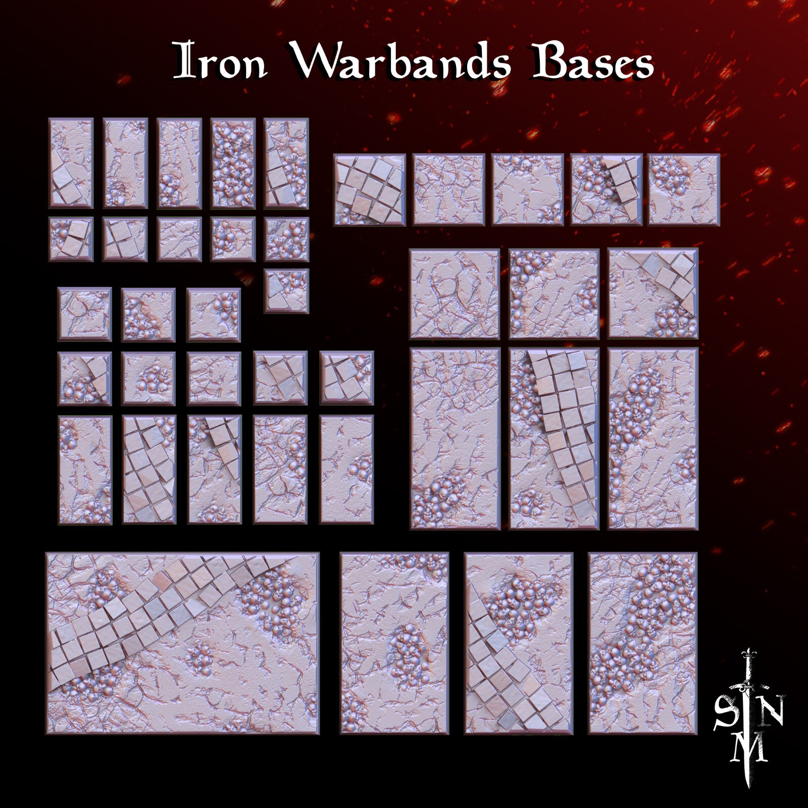 Textured Resin Bases - Dark Waste Land Themed Bases - Square Resin Bases