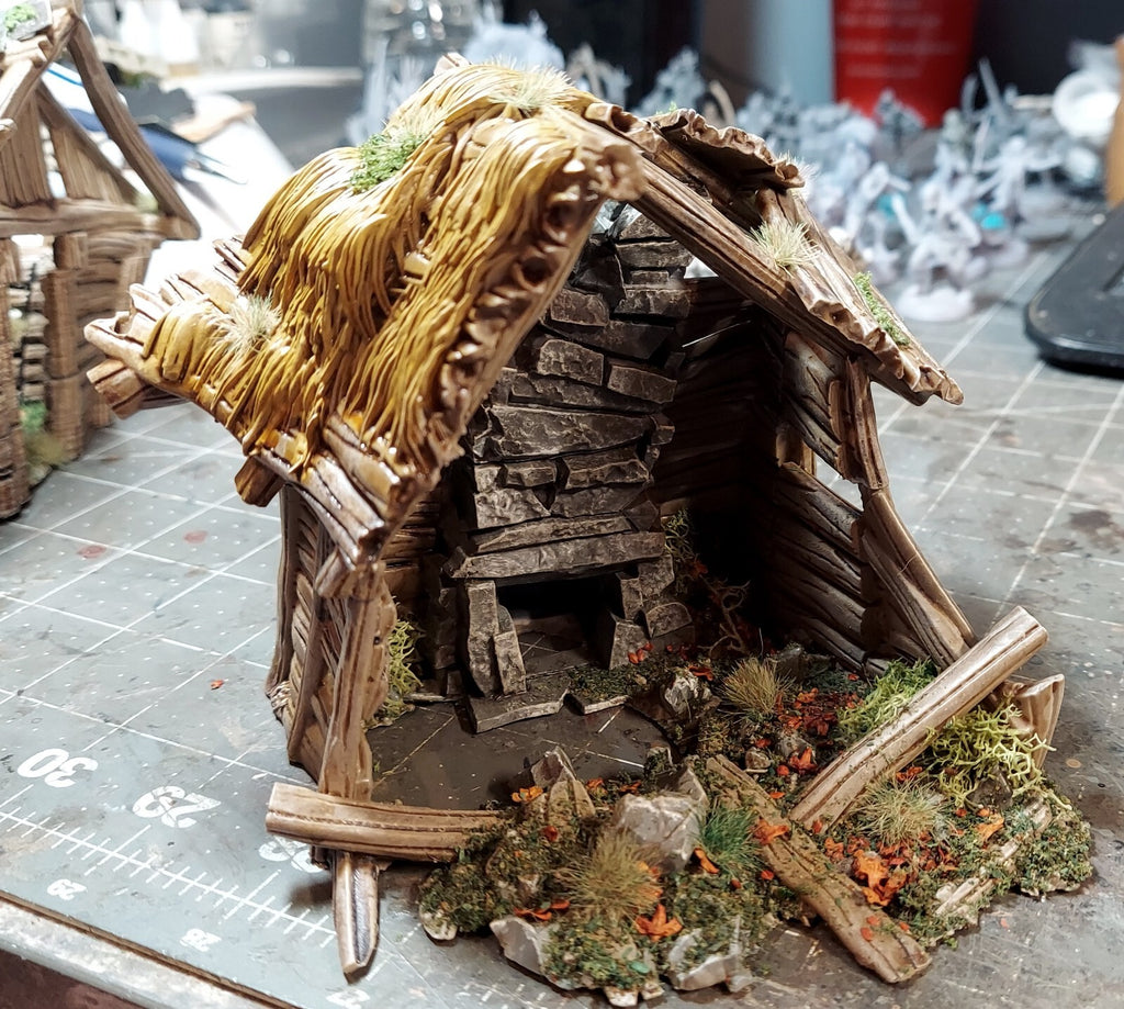 Wood Shack Ruin 1 - Ruined Hut - Destroyed Building -Damaged Home -Wreck Terrain