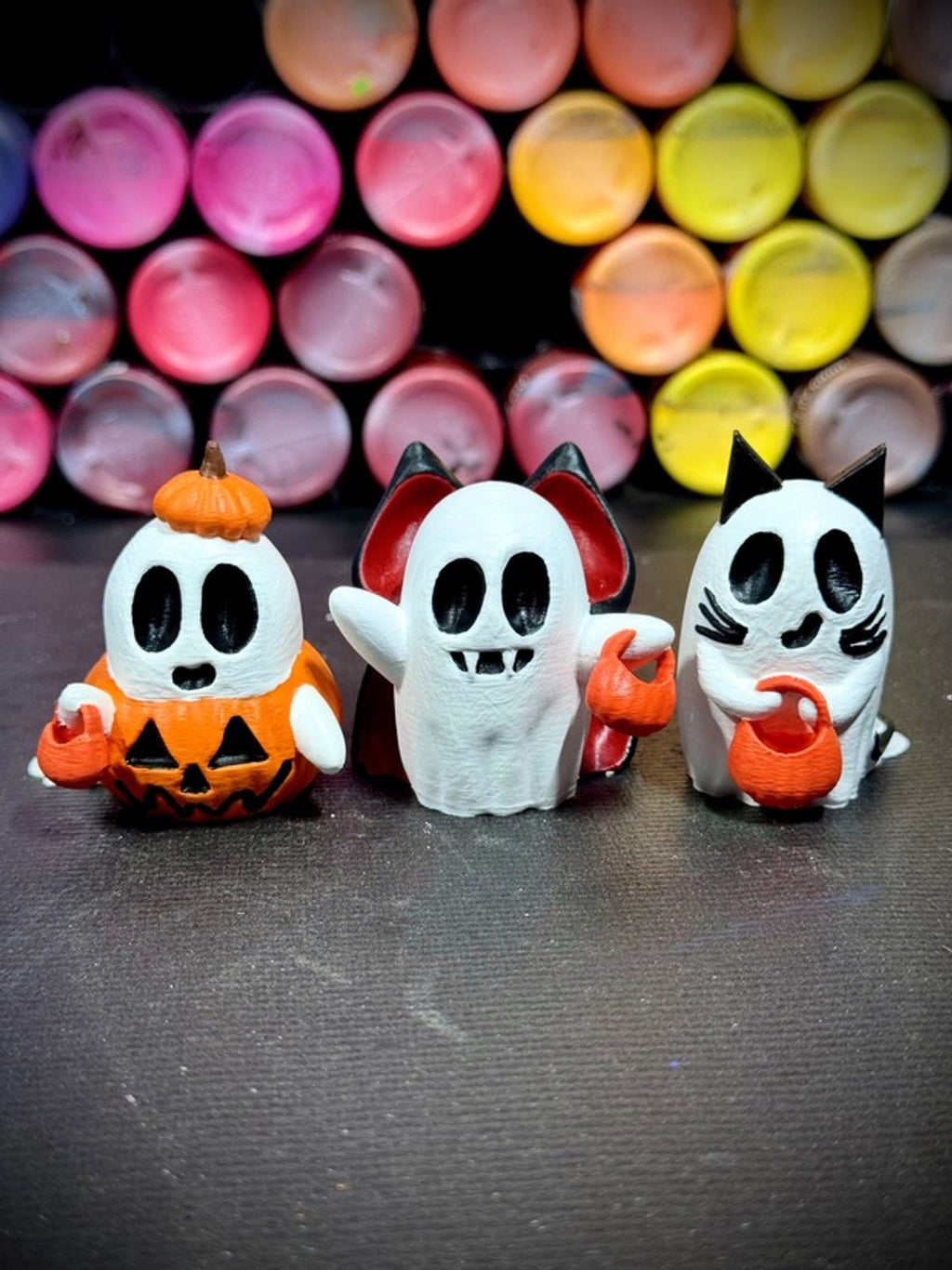 Cute Halloween Bundle - Chibi Pumpkins, Ghosts, and Haunted House (unpainted)