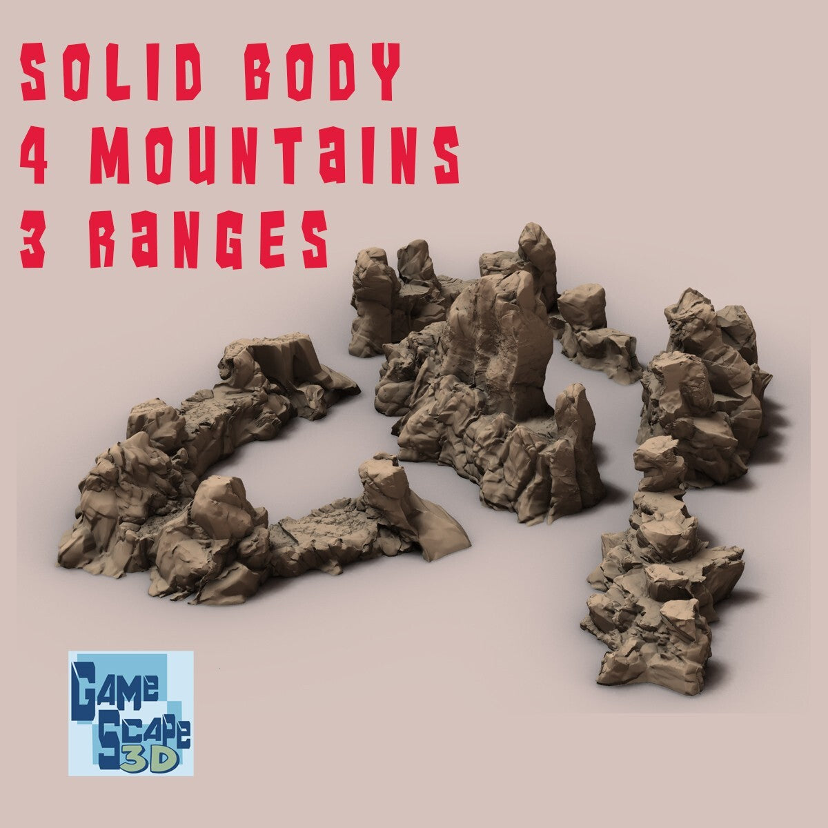 Solid Body Mountain and Rock Ranges Terrain -  Jagged Stone Ridges