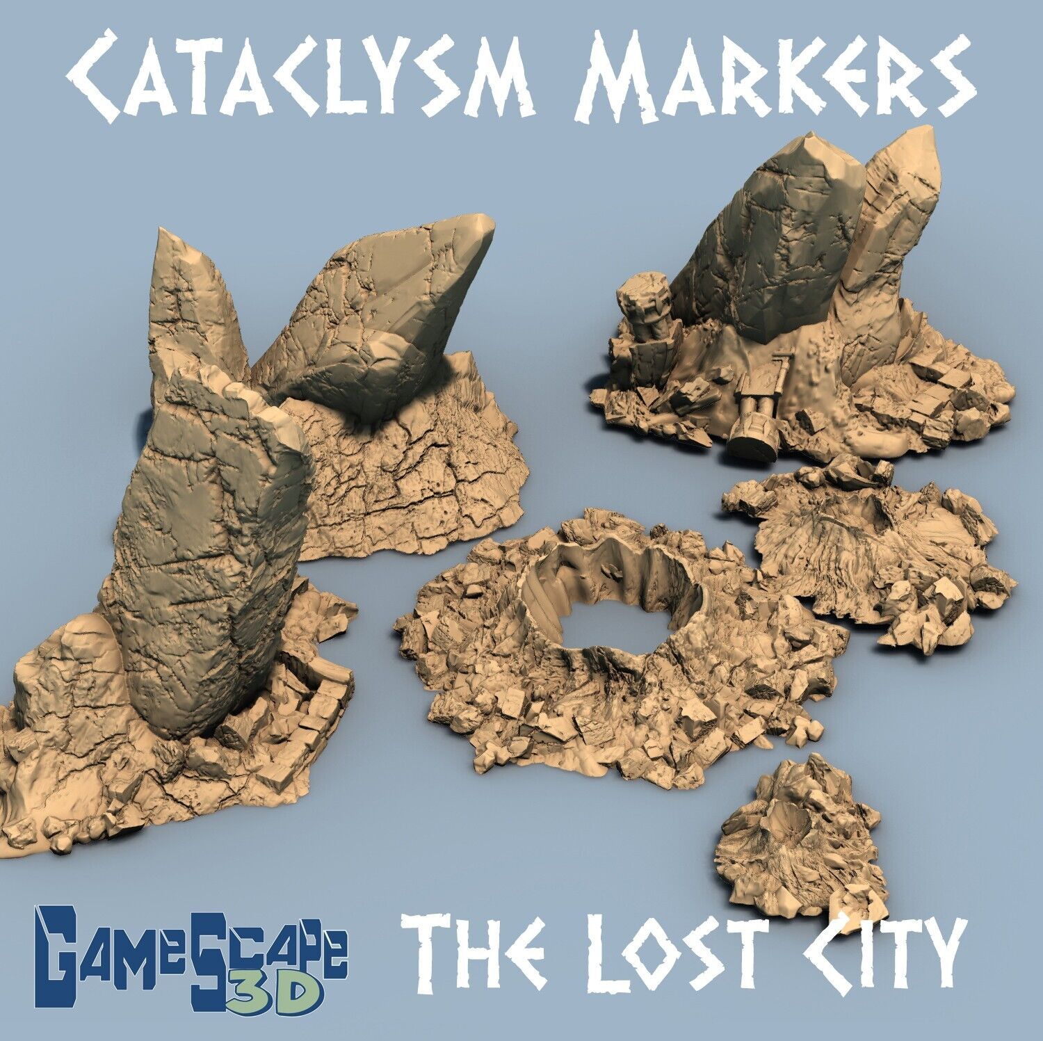 Cataclysm Markers Terrain - Rocky Monoliths and Crater Impact - Volcanic Site