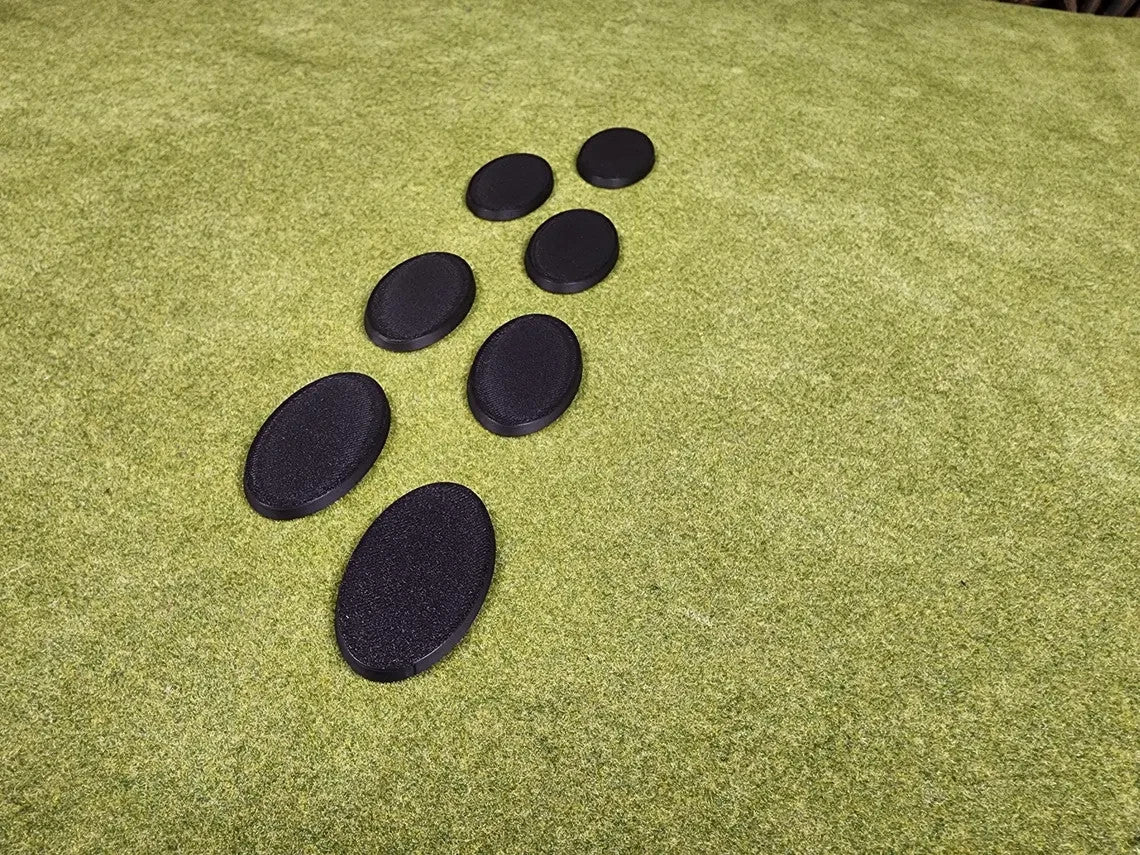 60x35mm Oval Bases - Plain Black Beveled Bases - Wargaming Old School Bases