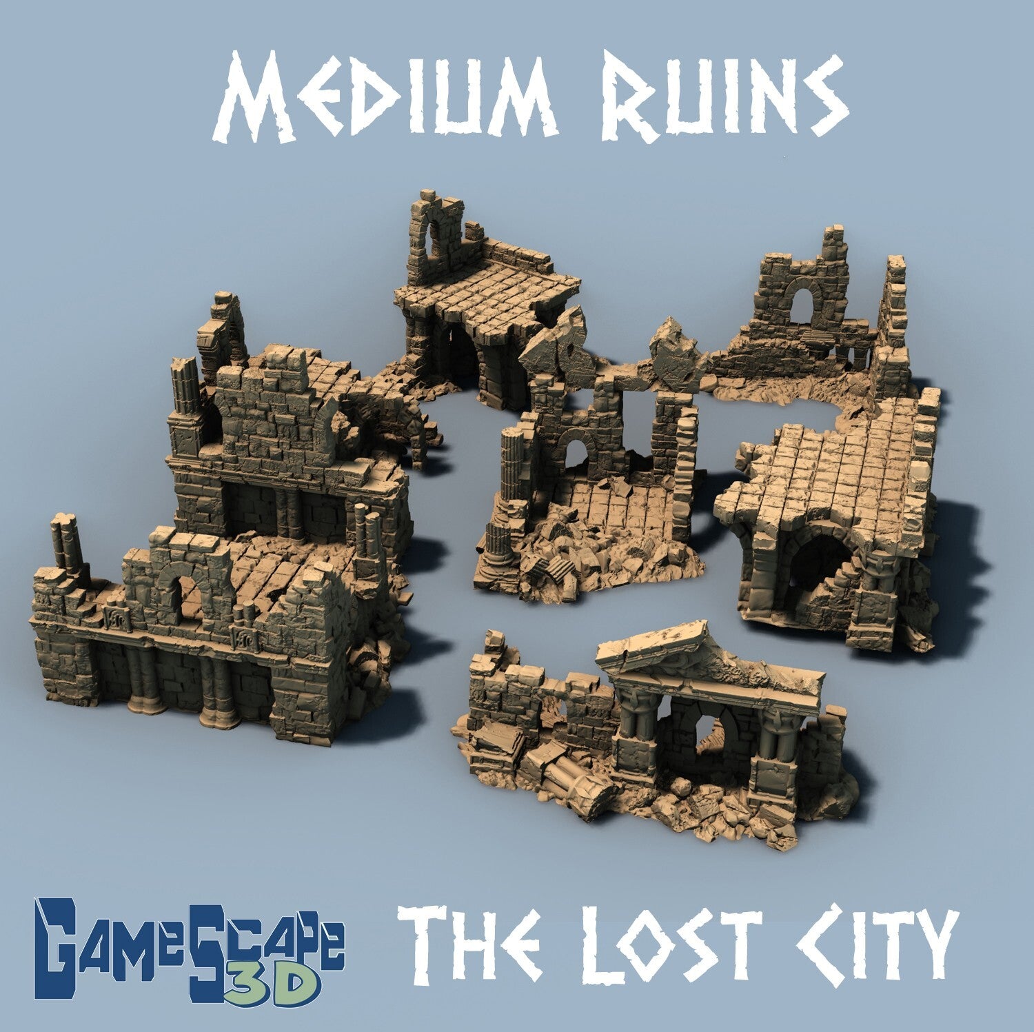 Medium Ruins - Lost City Terrain - Destroyed Stone Structure Remains - Derelicts