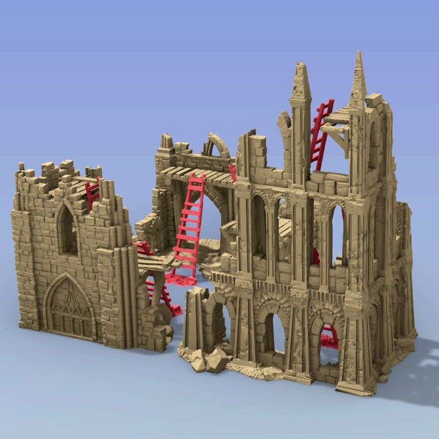 Cathedral Façade Ruins & Ladders Terrain Building