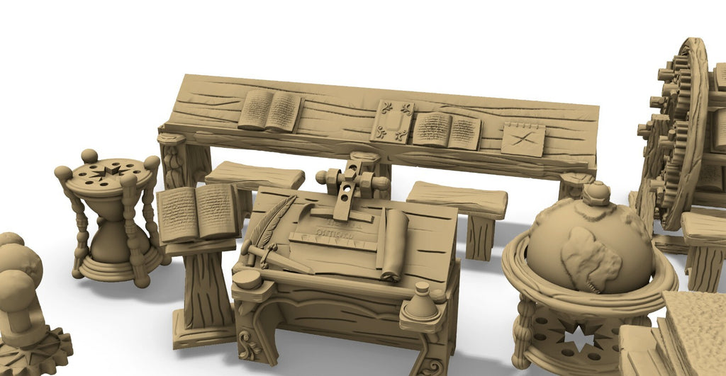 Library Scatter - Bookshelves - Astronomy Pieces - Maps - Globes - Scrolls