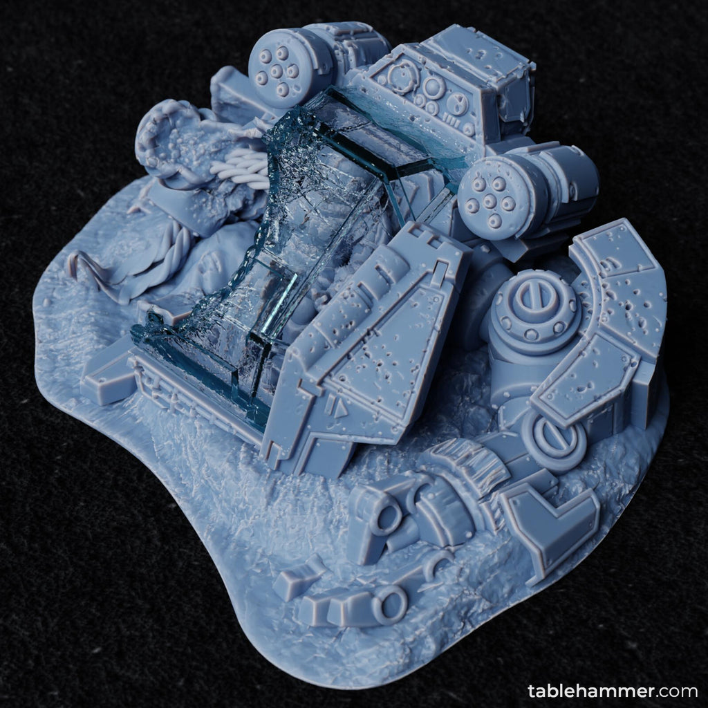 Crashed Heavy Space Walker with Corpse Terrain for DnD or Warhammer (unpainted)