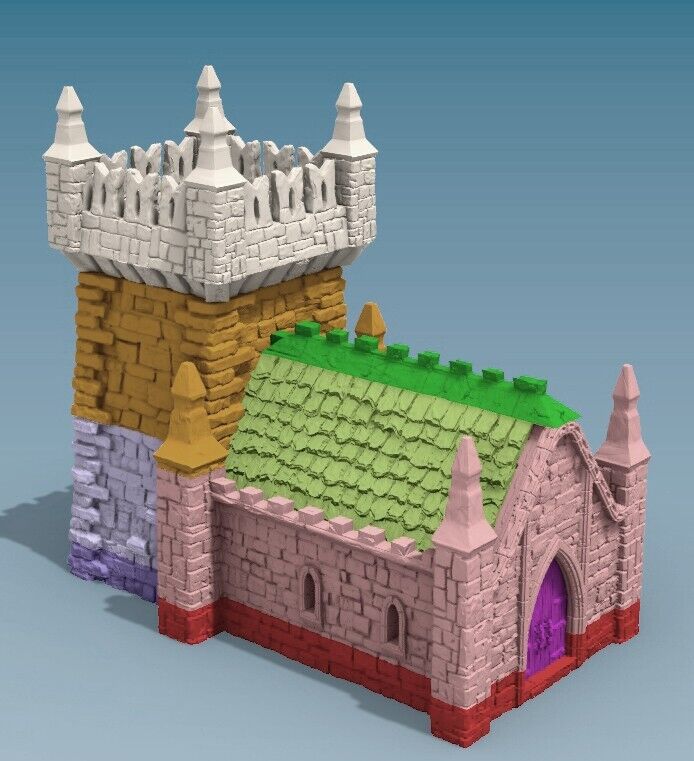 Small Scriptorium Terrain - Stone Church with Tower - Bishop Holy Text Library