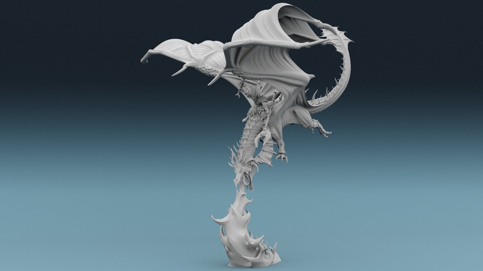 Elven Mage Mounted on Drake - Fire Breathing Dragon