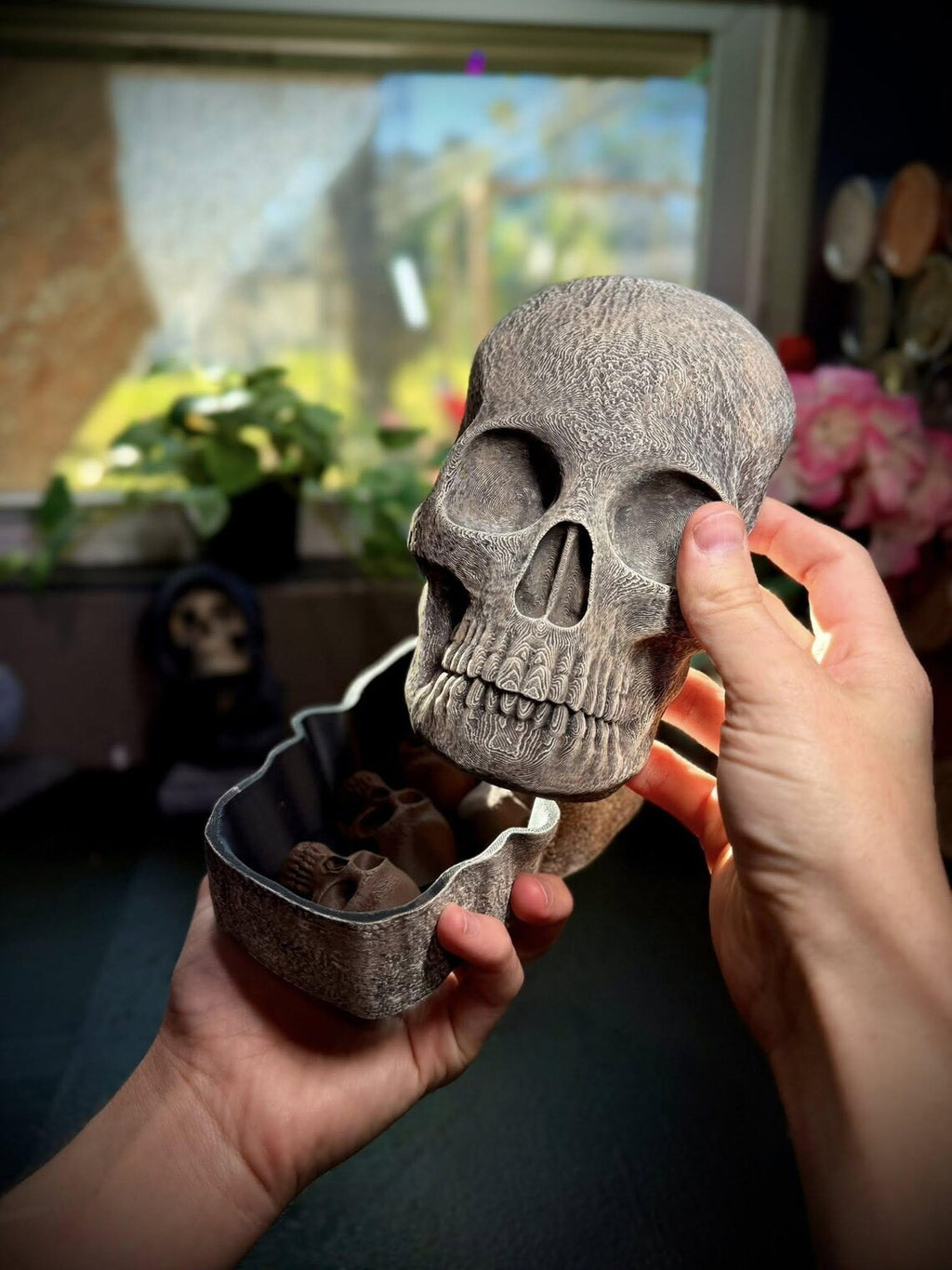 Skull Valentines Chocolate Holder - Halloween Decor (unpainted)