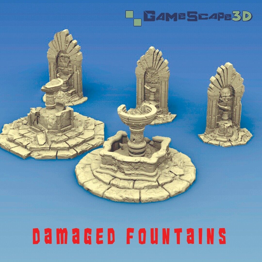 Damaged Fountains - Small Terrain - Wreckage - Ruin Structure - Worn Down Figure