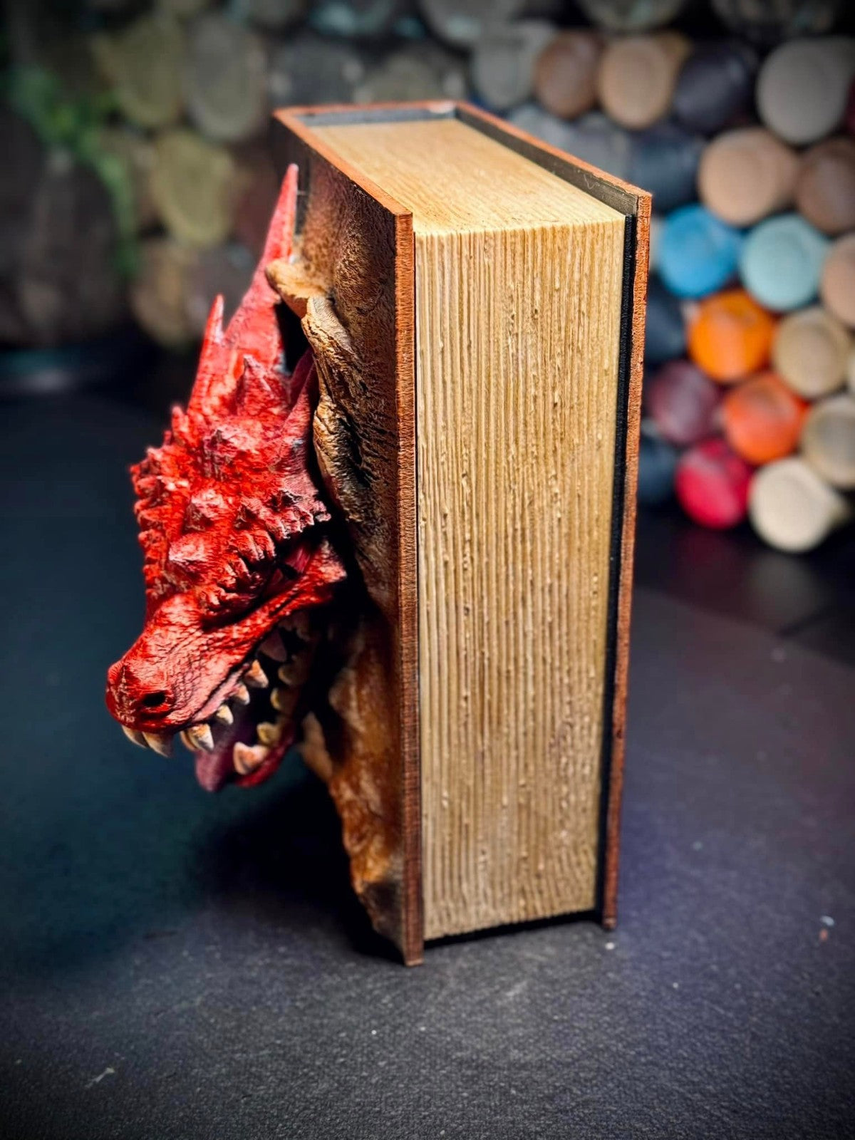 Dragon's Head Book Box - Secret Bookshelf Compartment - DnD Dice Box (unpainted)