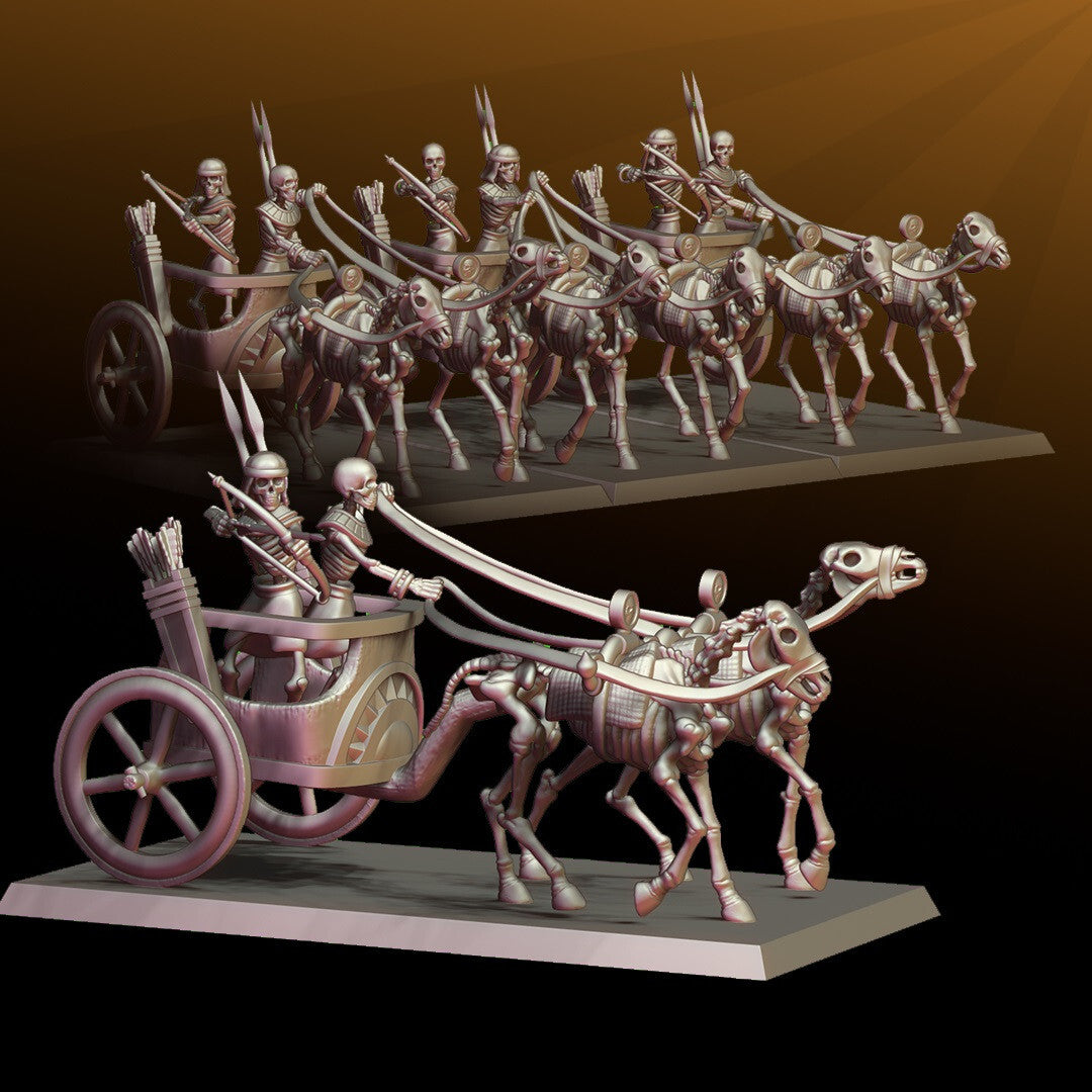 Ancient Charioteers - Skeleton Tomb Chariots - Desert Undead