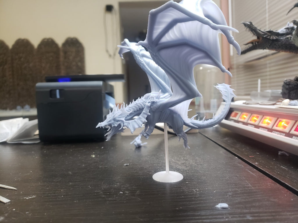 Elven Mage Mounted on Drake - Fire Breathing Dragon