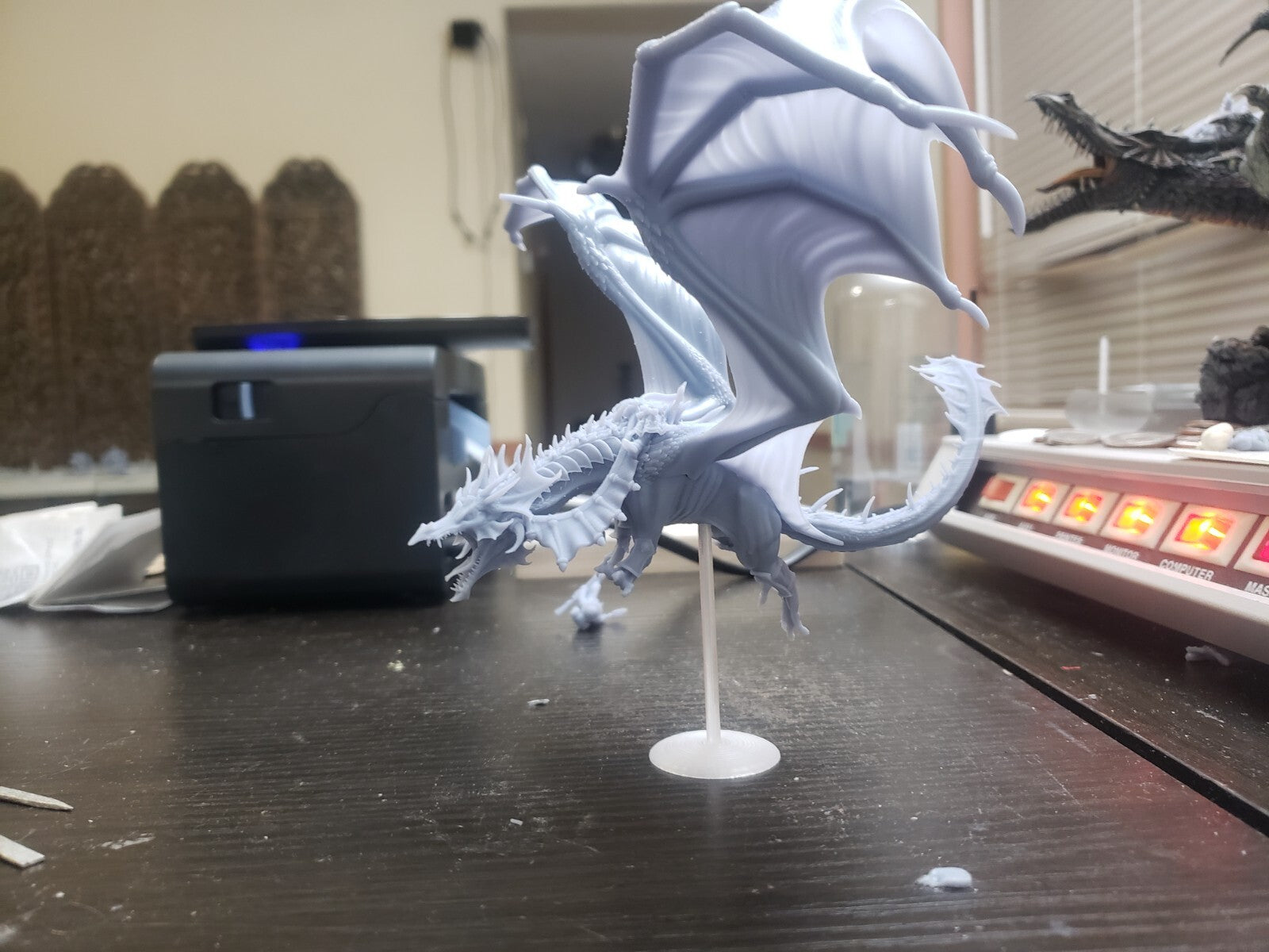 Elven Mage Mounted on Drake - Fire Breathing Dragon