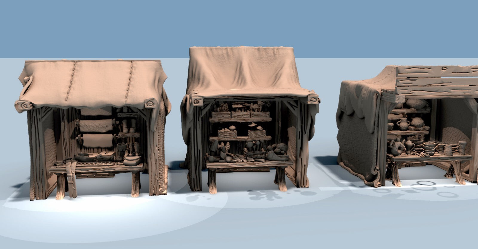 Merchant Tents and Insert Inventory - Mini Terrain Decor - Small Store Buildings
