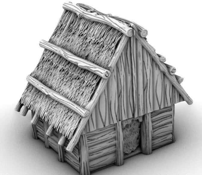 Tool Shed with Slide in Walls - Small Hut Terrain - Thatch Building - Work House