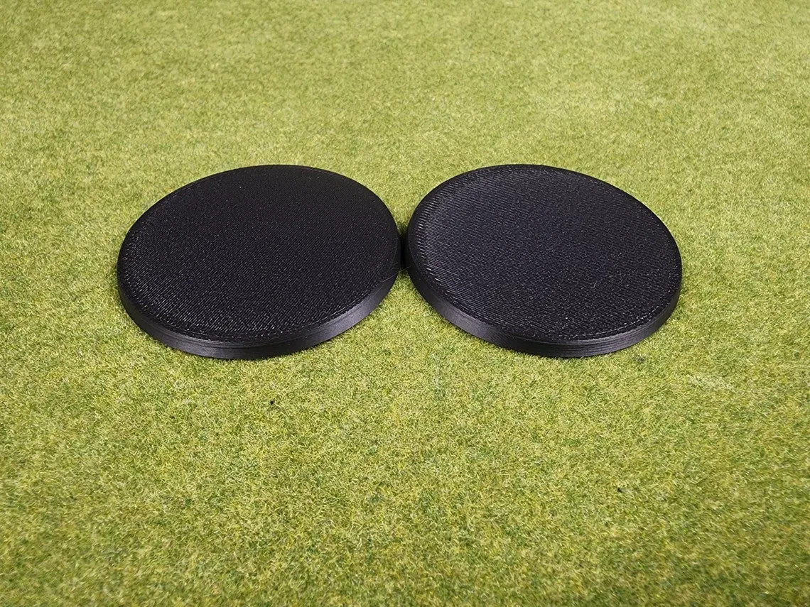 60mm Round Bases - Plain Black Beveled Bases - Wargaming Old School Bases