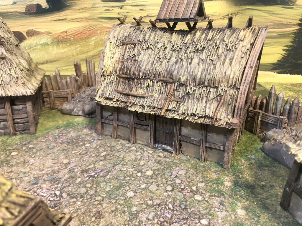 Rural Peasant Village - Dark Age Grass Huts - Country Hamlet Tabletop Terrain